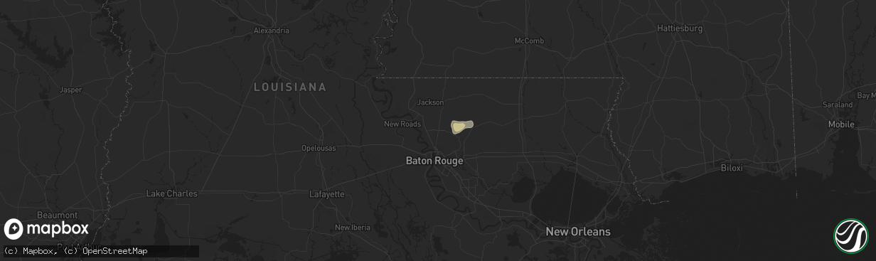 Hail map in Zachary, LA on July 17, 2024