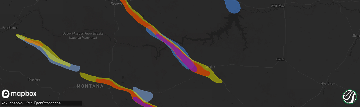 Hail map in Brusett, MT on July 17, 2025