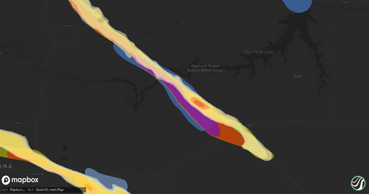 Hail map in Brusett, MT on July 17, 2025