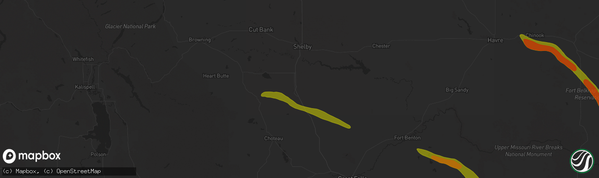 Hail map in Conrad, MT on July 17, 2025