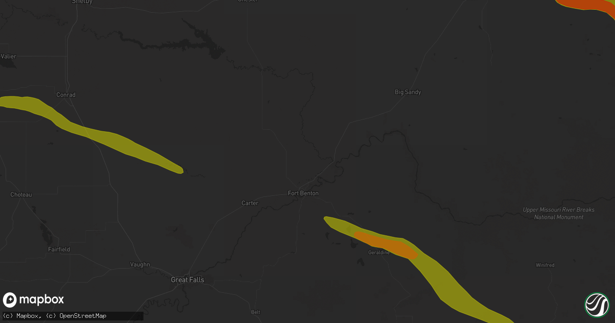 Hail map in Fort Benton, MT on July 17, 2025