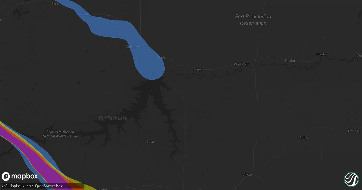 Hail map in Fort Peck, MT on July 17, 2025