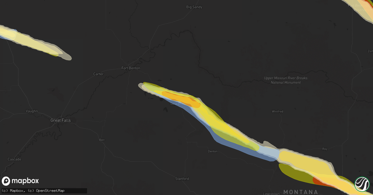 Hail map in Geraldine, MT on July 17, 2025