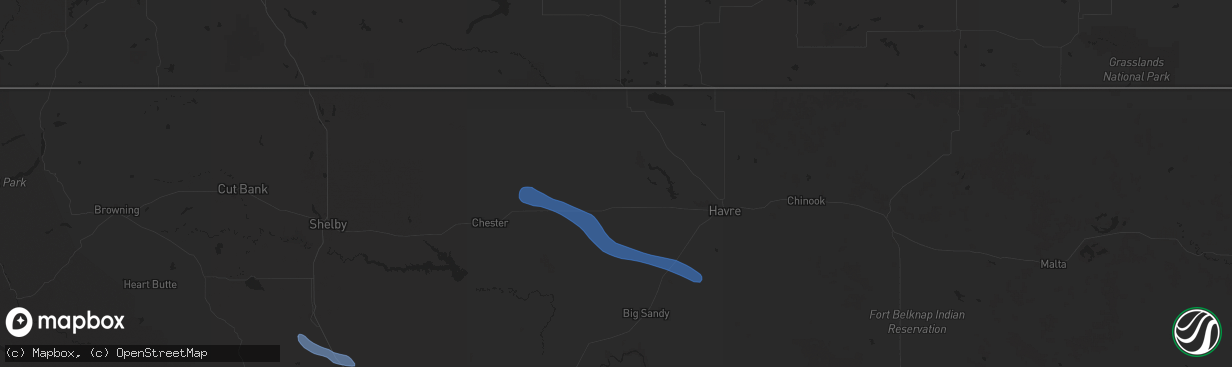 Hail map in Gildford, MT on July 17, 2025