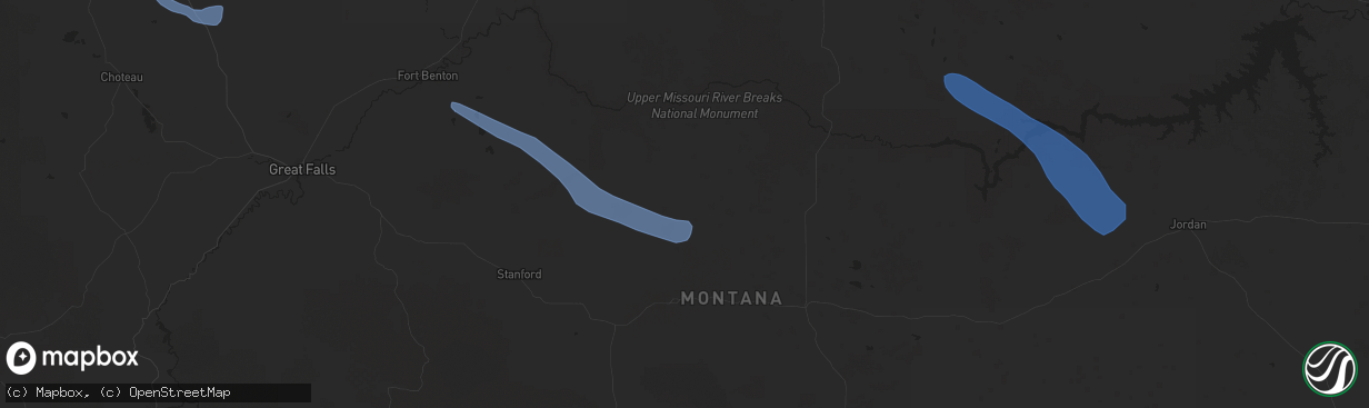 Hail map in Hilger, MT on July 17, 2025