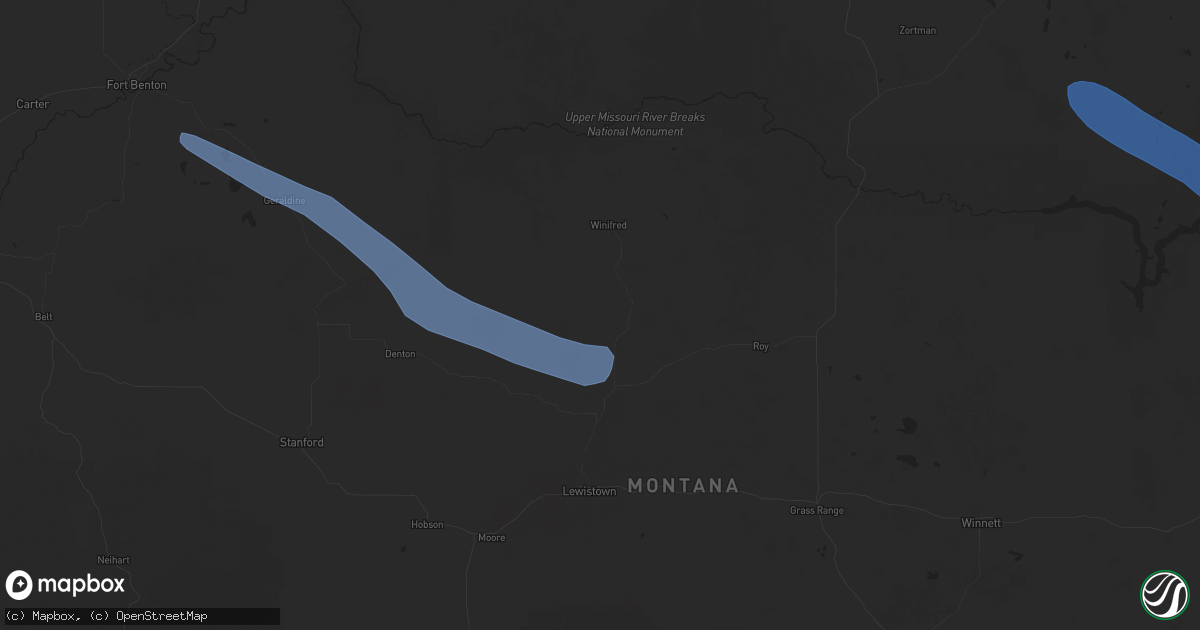 Hail map in Hilger, MT on July 17, 2025