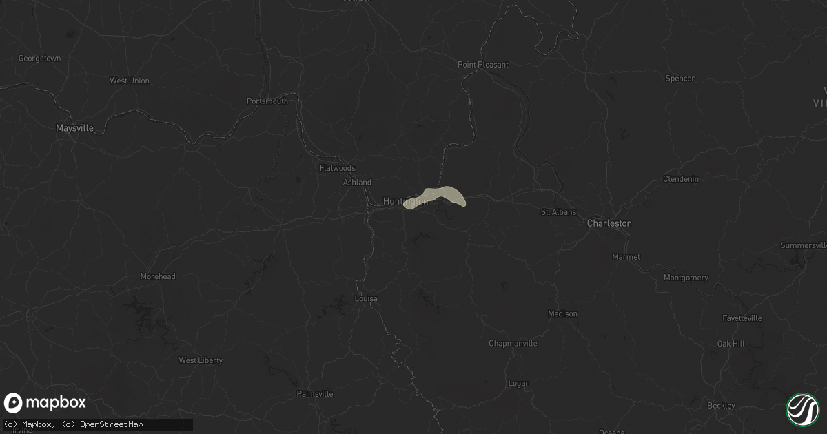 Hail map in Huntington, WV on July 17, 2025