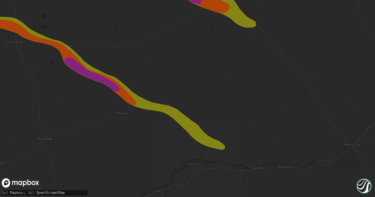 Hail map in Ingomar, MT on July 17, 2025