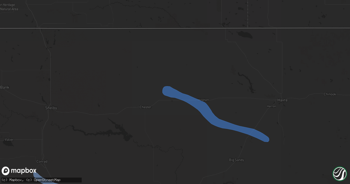 Hail map in Inverness, MT on July 17, 2025