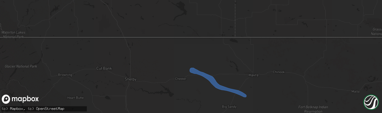 Hail map in Joplin, MT on July 17, 2025