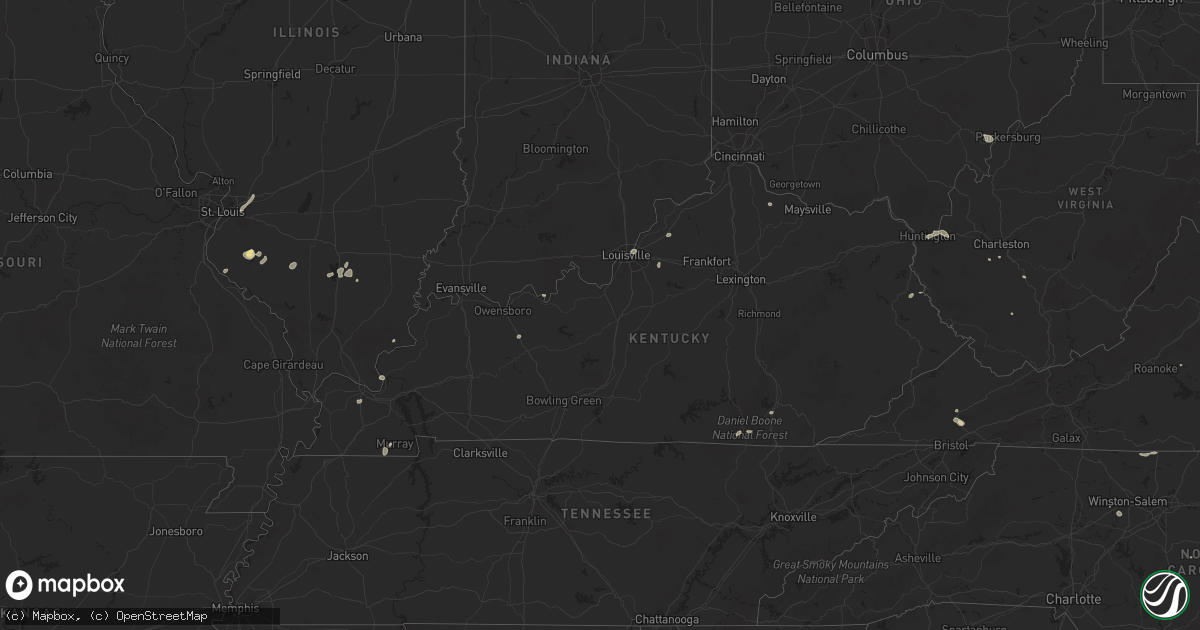 Hail map in Kentucky on July 17, 2025