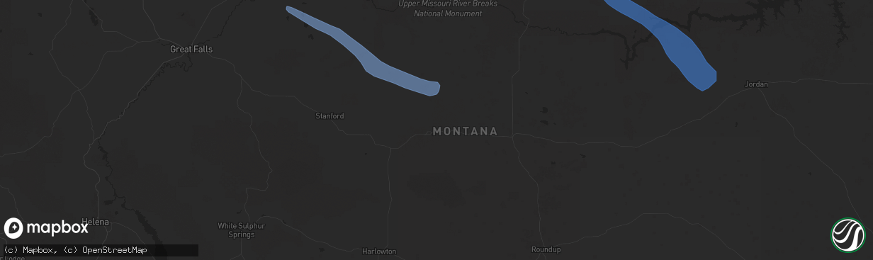 Hail map in Lewistown, MT on July 17, 2025
