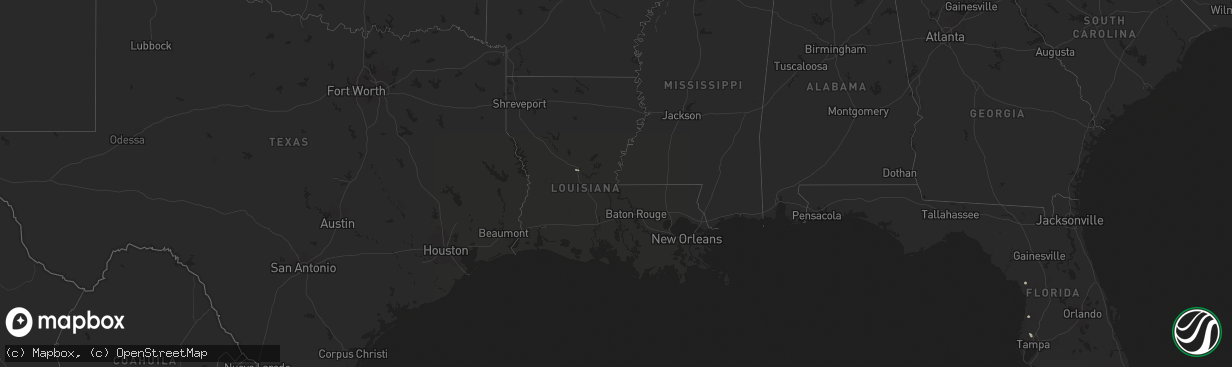 Hail map in Louisiana on July 17, 2025