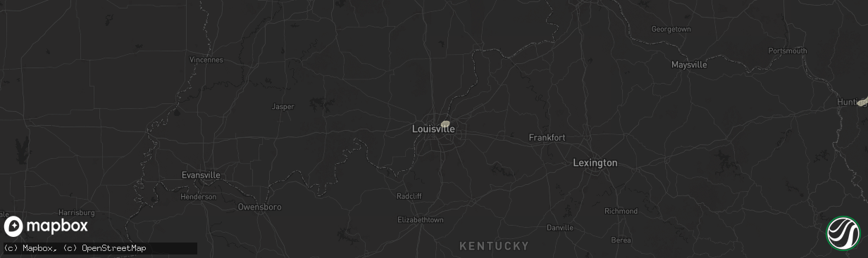 Hail map in Louisville, KY on July 17, 2025