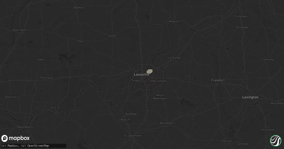 Hail map in Louisville, KY on July 17, 2025