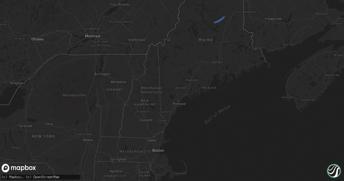 Hail map in Maine on July 17, 2025