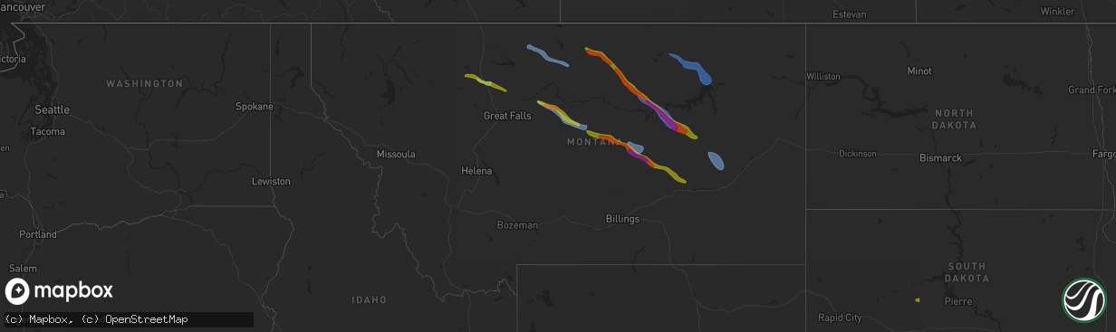 Hail map in Montana on July 17, 2025