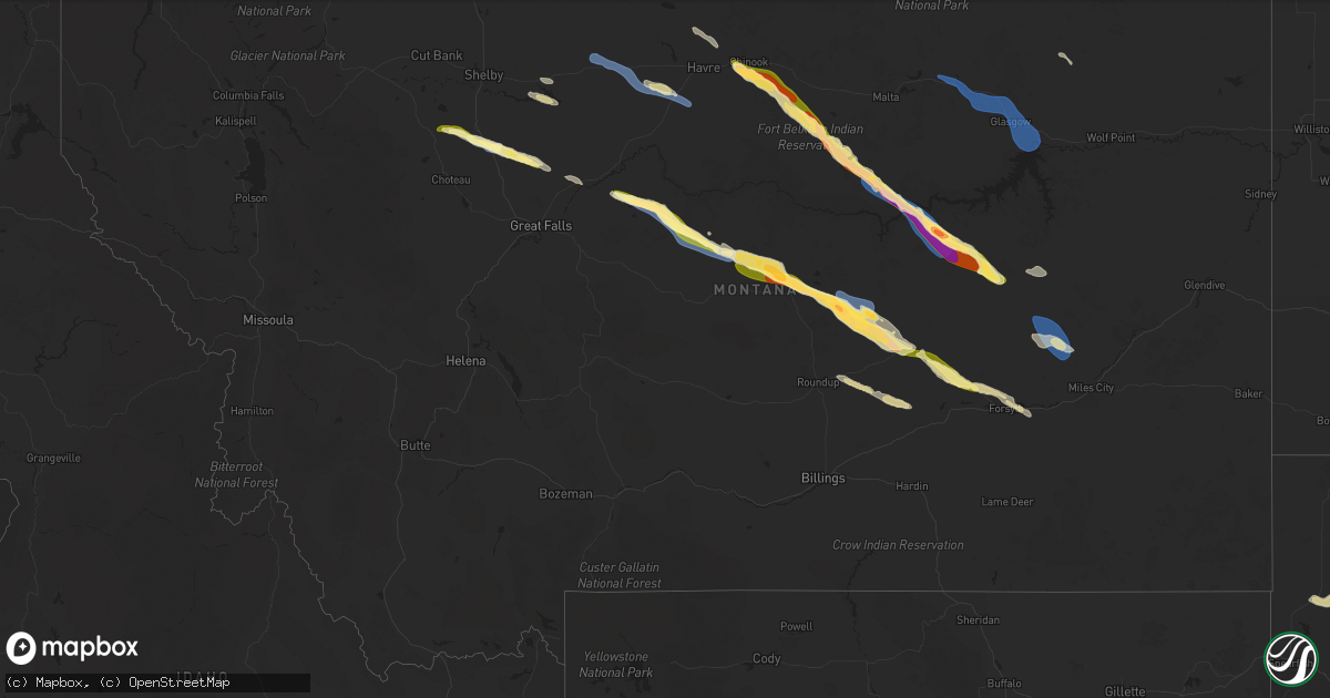 Hail Map in Montana on July 17 - Sales Meta