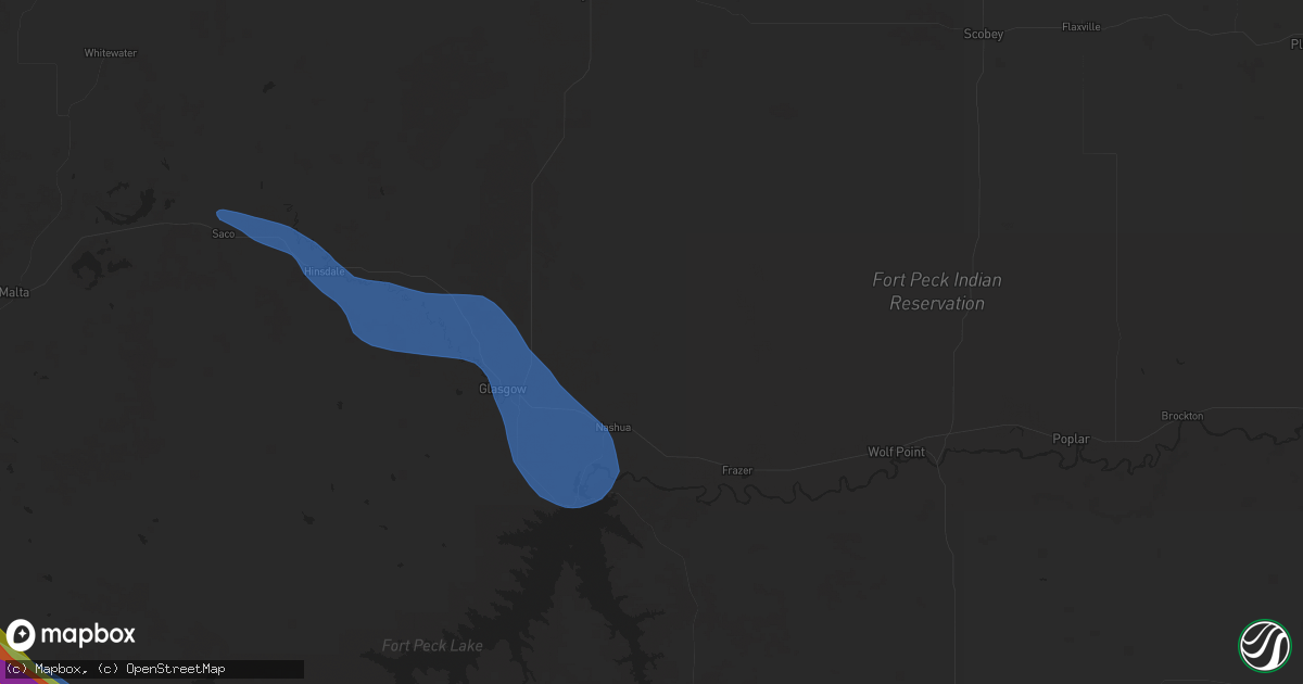 Hail map in Nashua, MT on July 17, 2025
