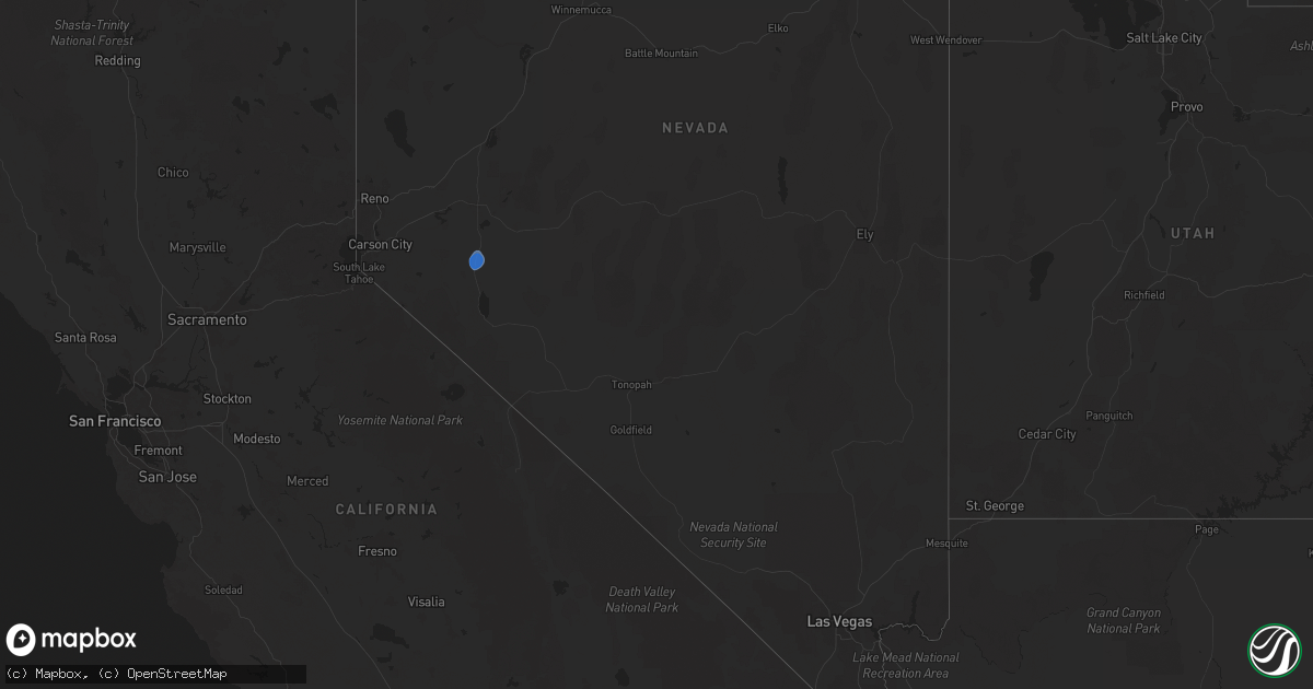 Hail map in Nevada on July 17, 2025