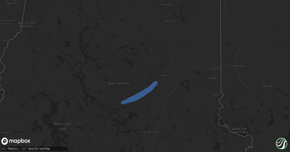 Hail map in Patten, ME on July 17, 2025