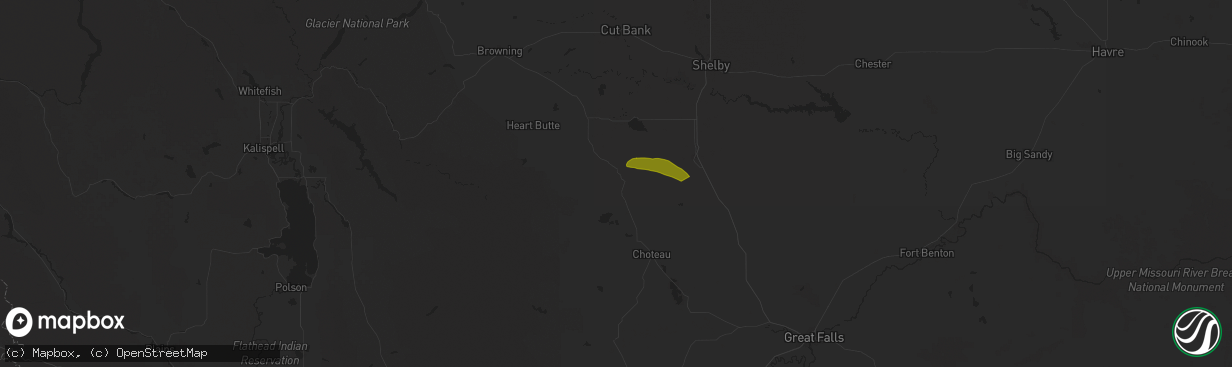 Hail map in Pendroy, MT on July 17, 2025