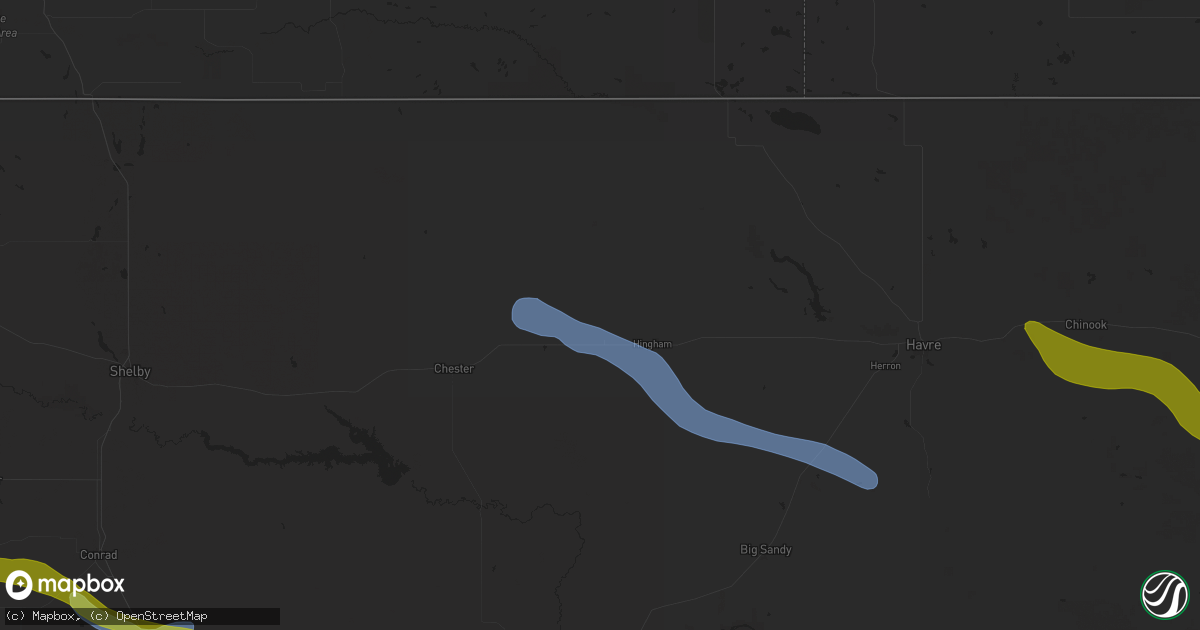 Hail map in Rudyard, MT on July 17, 2025