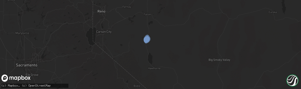 Hail map in Schurz, NV on July 17, 2025