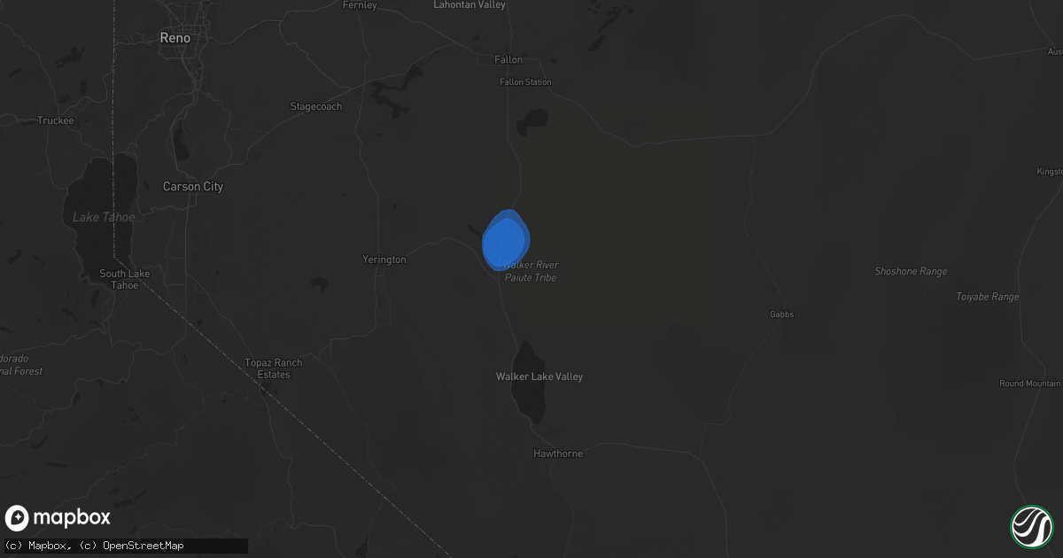 Hail map in Schurz, NV on July 17, 2025