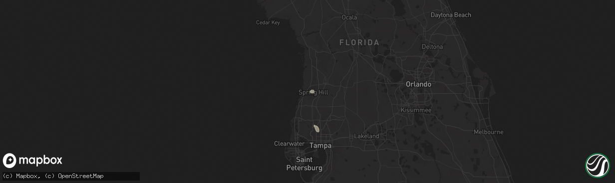 Hail map in Spring Hill, FL on July 17, 2025