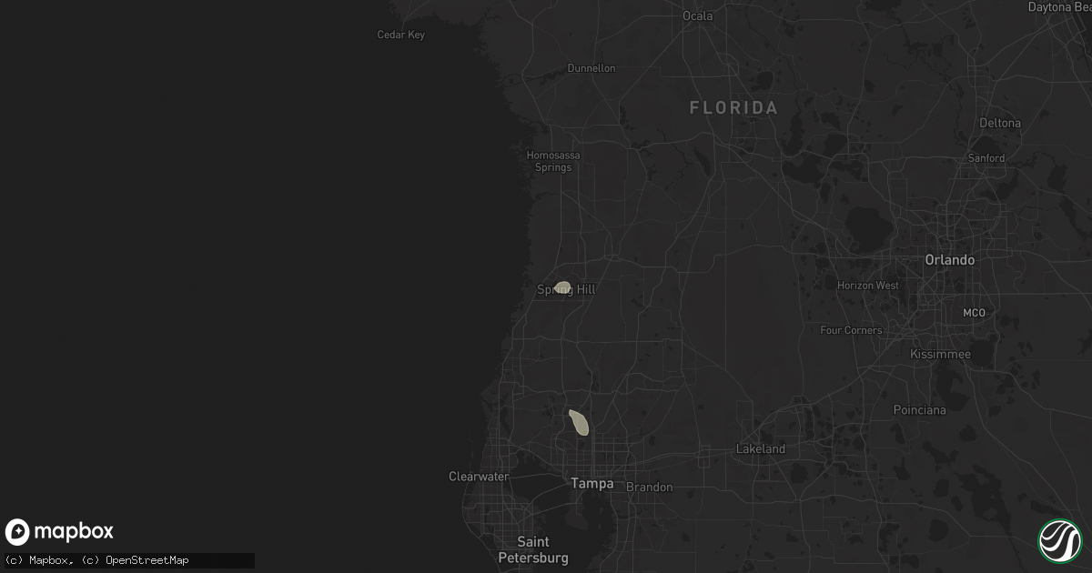 Hail map in Spring Hill, FL on July 17, 2025