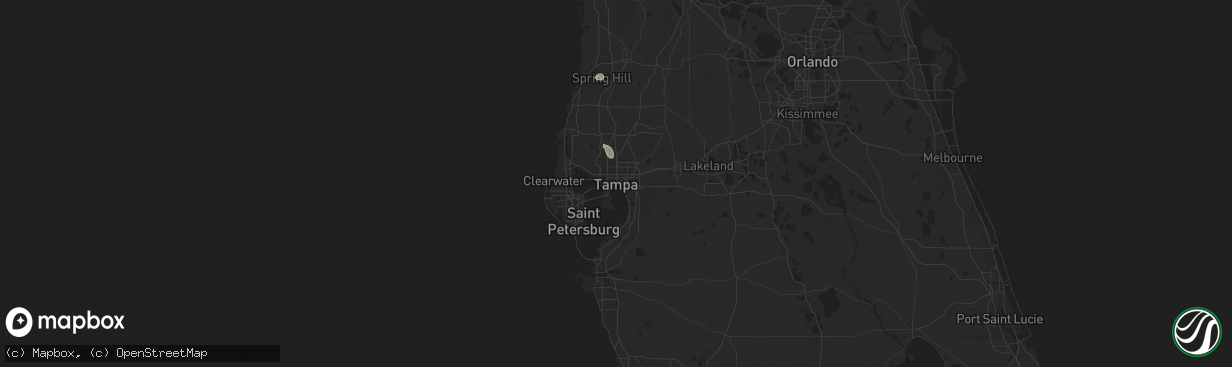 Hail map in Tampa, FL on July 17, 2025