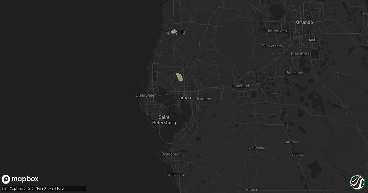 Hail map in Tampa, FL on July 17, 2025