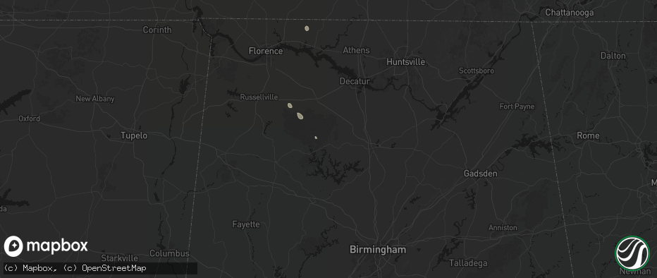 Hail map in Addison, AL on July 17, 2026