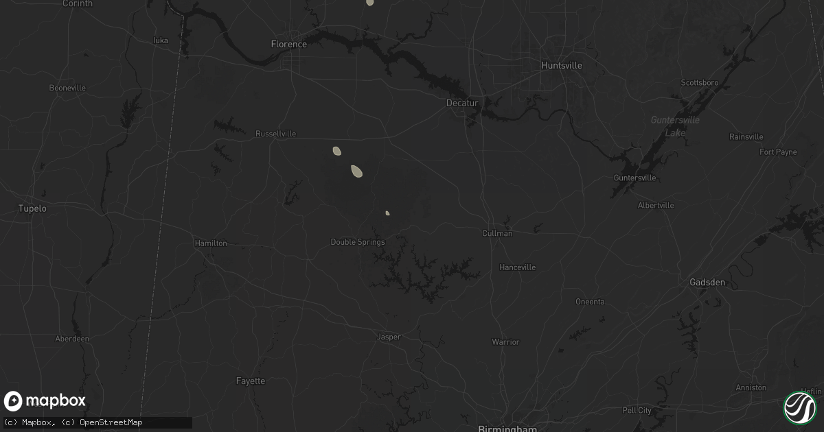 Hail map in Addison, AL on July 17, 2026