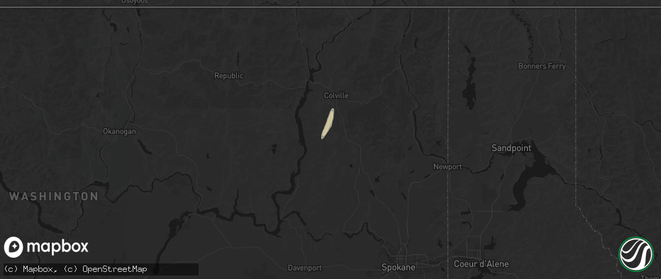 Hail map in Addy, WA on July 17, 2026