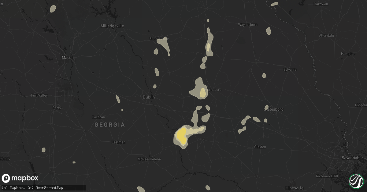 Hail map in Adrian, GA on July 17, 2026