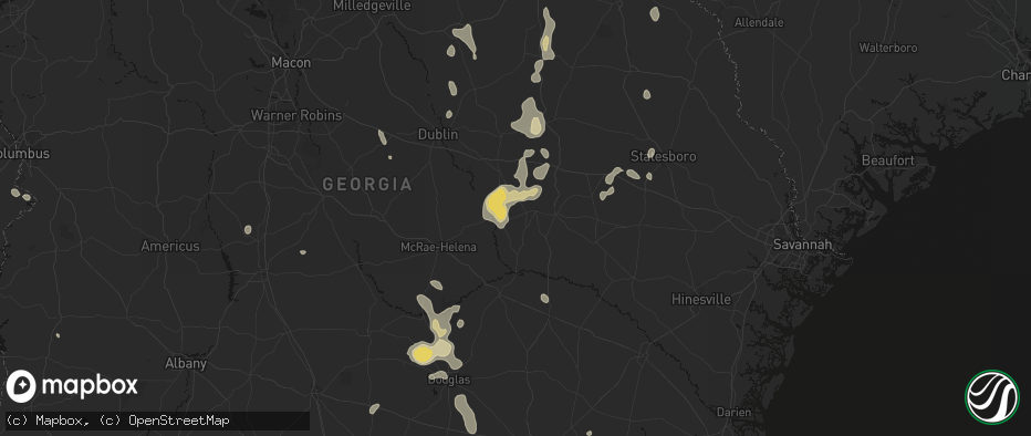 Hail map in Ailey, GA on July 17, 2026