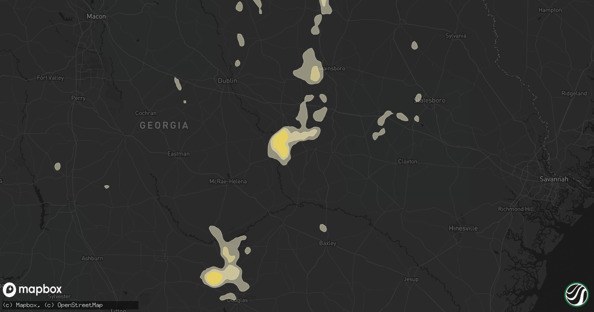 Hail map in Ailey, GA on July 17, 2026