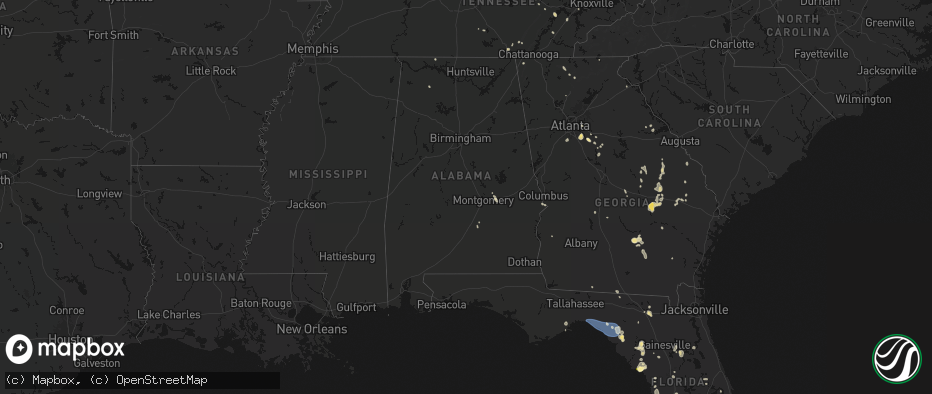 Hail map in Alabama on July 17, 2026