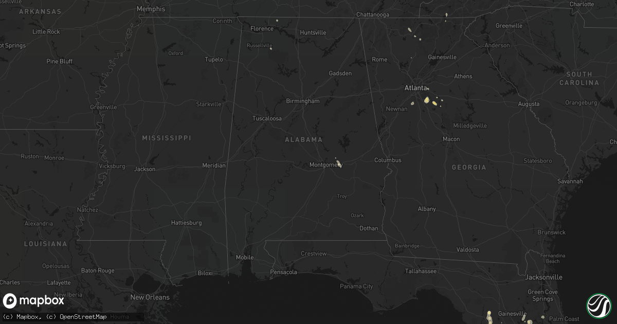 Hail map in Alabama on July 17, 2026