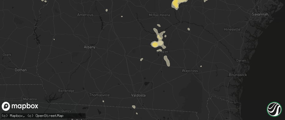 Hail map in Alapaha, GA on July 17, 2026