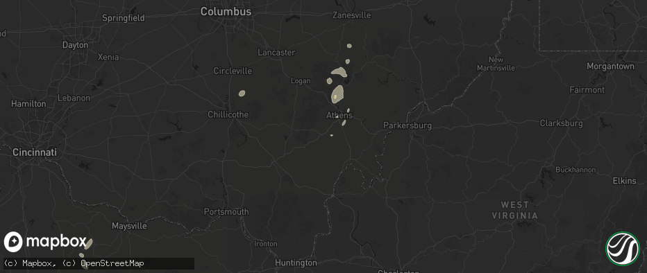 Hail map in Albany, OH on July 17, 2026