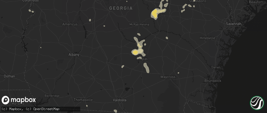 Hail map in Ambrose, GA on July 17, 2026