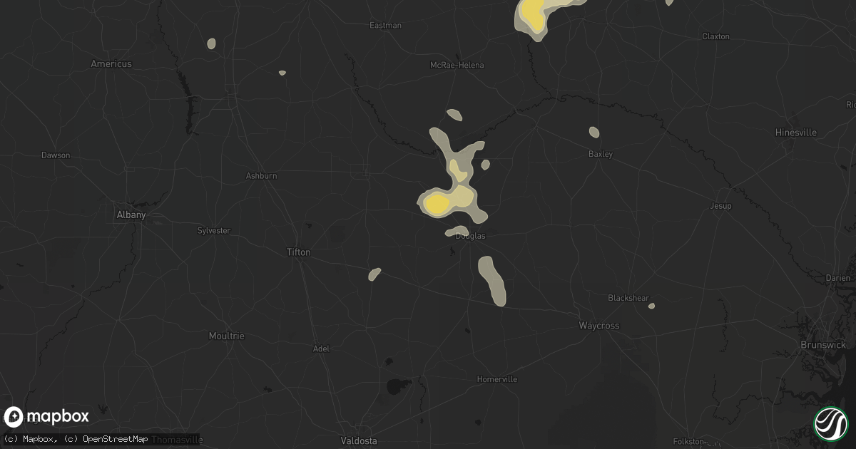 Hail map in Ambrose, GA on July 17, 2026