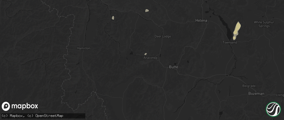 Hail map in Anaconda, MT on July 17, 2026