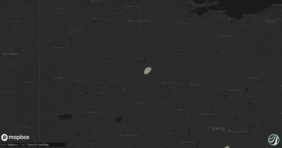 Hail map in Arlington, OH on July 17, 2026