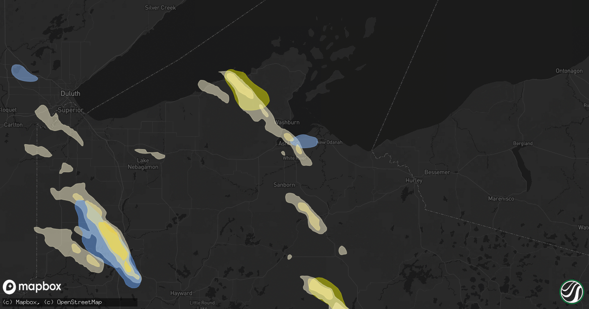 Hail map in Ashland, WI on July 17, 2026