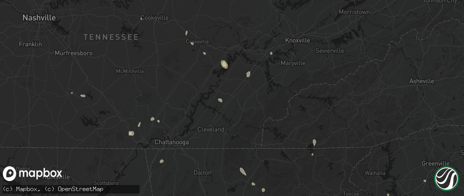Hail map in Athens, TN on July 17, 2026