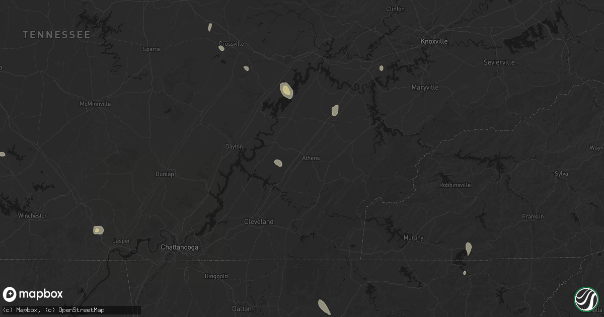 Hail map in Athens, TN on July 17, 2026